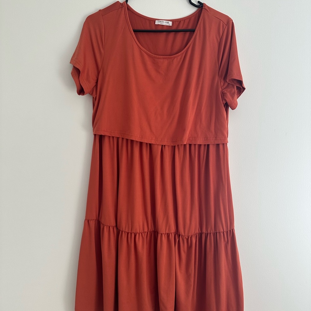Rust Orange Layered Dress